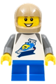 Cardboard adventurer in a dark tan motorcycle helmet with a 918 Classic Space torso - idea105