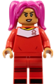 Soccer Player, Female, Red Uniform, Medium Nougat Skin, Magenta Hair - idea127
