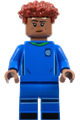 Soccer Player, Female, Blue Uniform, Medium Brown Skin, Dark Red Hair - idea132