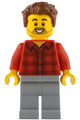 Rob the Fan Designer wearing a red plaid flannel shirt and light bluish gray legs - idea226