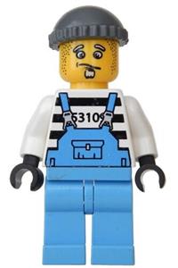 Xtreme Stunts Brickster Henchman - Brickster Henchman with medium blue overalls #1 and a dark bluish gray knit cap - ixs014