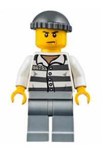 Police - Jail Prisoner 86753 Prison Stripes, Dark Bluish Gray Knit Cap, Scowl jail006
