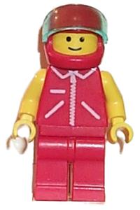 Jacket Red with Zipper - Yellow Arms - Red Legs, Red Helmet, Trans-Light Blue Visor jred012