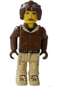 Aviator - Junior figure aviator wearing tan pants and a brown jacket - js008