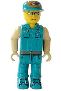 Crewman - Junior figure crewman with dark turquoise shirt and pants, and tan arms. - js023