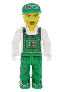 Mechanic in Green Overalls with Octan Pattern js024