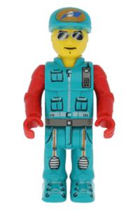 Crewman - Junior figure crewman in dark turquoise vest and pants with red arms - js027