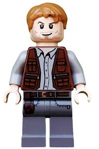 Owen Grady Minifigure - Owen Grady wearing a leather vest - jw011
