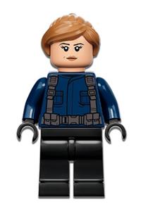 Guard Minifigure - Female guard with dark tan hair - jw086