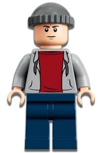 Guard Minifigure - Guard wearing a knit cap and light bluish gray sweatshirt - jw094