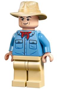 Dr. Alan Grant Minifigure - Dr. Alan Grant wearing a medium blue shirt with pockets outlined by black buttons - jw105