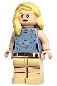 Dr. Ellie Sattler Minifigure - Ellie Sattler wears a sand blue sleeveless shirt with hair over her shoulder - jw110