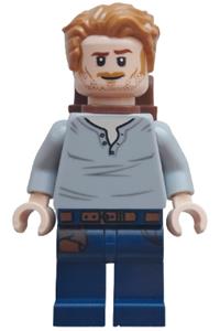 Owen Grady Minifigure - Owen Grady wears an open neck shirt and carries a backpack - jw117