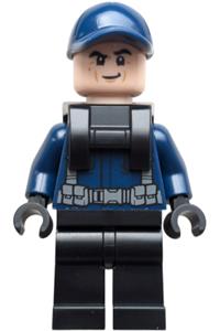 ACU Guard / Ranger Minifigure - Male ACU Guard/Ranger wearing a dark blue cap with a neck bracket and blaster attachment - jw131