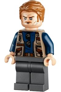 Owen Grady Minifigure - Owen Grady wearing a dark tan vest - jw153