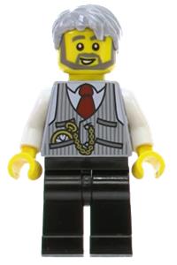 LEGOLAND Park Train Conductor, Pinstripe Vest, Red Tie and Pocket Watch Pattern llp002