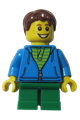 LEGOLAND Park Boy with Reddish Brown Hair, Hoodie with Zipper over Lime and Green Striped Shirt and Green Legs - llp007