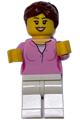 LEGOLAND Park Female with Reddish Brown Ponytail, Bright Pink Shirt, White Legs - llp021