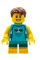 LEGOLAND Park Boy with Reddish Brown Hair, Medium Azure Sleeveless Jellyfish Shirt, Dark Turquoise Short Legs - llp025