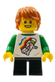 LEGOLAND Park Boy with Reddish Brown Hair, White and Green Spaceman Shirt, Black Short Legs - llp029