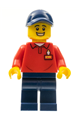 LEGOLAND Park Worker Male with Dark Blue Hat, Red Polo Shirt with \LEGOLAND\ on Back and Dark Blue Legs - llp030