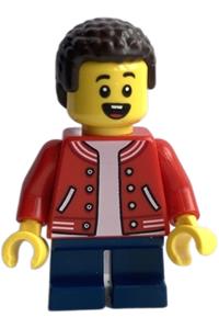 LEGOLAND Park Boy Minifigure - Boy from LEGOLAND Park with coiled hair wearing a red jacket - llp032