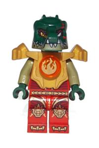 Cragger Minifigure - Cragger wearing fire Chi and heavy armor - loc092