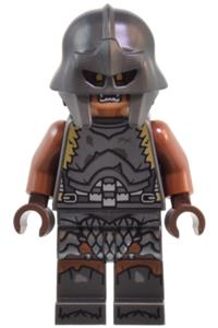 Orc Minifigure - Orc with a medium nougat head wearing pearl dark gray armor and helmet - lor134