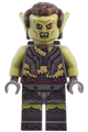 Orc with an olive green head, wearing pearl dark gray armor over dark tan fur and dark brown hair - lor137