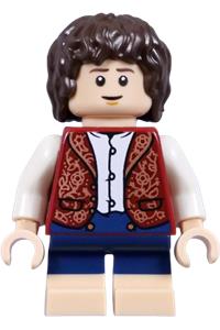 Frodo Baggins Minifigure - Frodo Baggins wearing a dark red vest - lor143