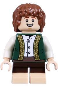 Peregrin Took Minifigure - Peregrin Took (Pippin) wearing a dark green vest - lor149