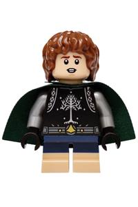 Peregrin Took (Pippin) Minifigure - Peregrin Took (Pippin) wearing a black surcoat and a dark green cape - lor159