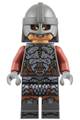 Orc with a medium nougat head, pearl dark gray armor and helmet, and dark red arms - lor165