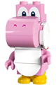 Yoshi in pink with a white tile, featuring a round 1 x 1 quarter on the front - mar0064