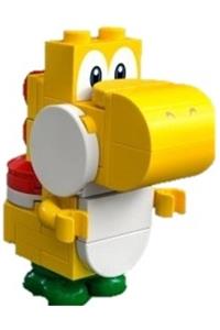 Yellow Yoshi - Yellow Yoshi with white tile and a round 1 x 2 half on the front - mar0111