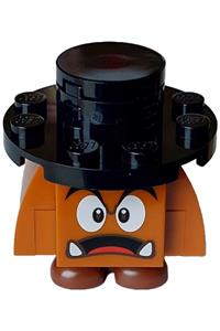 Goomba - Goomba with black interior pieces wearing a surprised expression and a black hat - mar0195