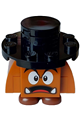 Goomba with black interior pieces wearing a surprised expression and a black hat - mar0195