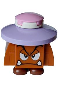 Goomba - Angry Goomba with eyelids wearing a lavender hat made of black interior pieces - mar0196