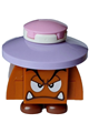 Angry Goomba with eyelids wearing a lavender hat made of black interior pieces - mar0196