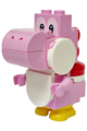 Pink Yoshi with a white tile and a round 2x2 half circle extended on the front - mar0220