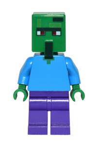 Zombie Villager Minifigure - Zombie Villager with a dark azure torso - min030