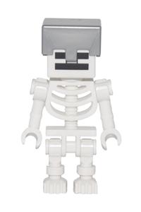 Skeleton Minifigure - Skeleton wearing a flat silver helmet - min032