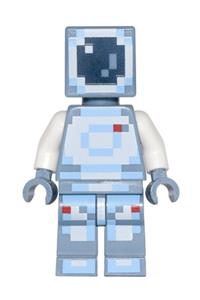 Minecraft Skin 4 Minifigure - Pixelated Minecraft Skin 4 in a white and bright light blue spacesuit with a dark blue visor - min037