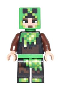 Minecraft skin 6 - pixelated, bright green and dark brown creeper costume min039