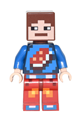 Minecraft Skin 7 with a blue shirt featuring a pixelated porkchop icon design - min040