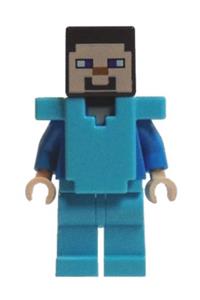 Steve Minifigure - Steve wearing medium azure armor - min042