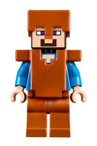 Steve Minifigure - Steve wearing a dark orange helmet, armor, and legs - min044