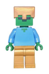 Zombie Minifigure - Zombie with gold legs and helmet - min050