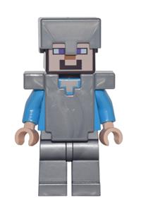 Steve Minifigure - Steve wearing flat silver helmet, armor, and legs - min053