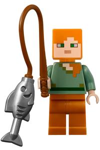 Alex Minifigure - Alex wears a medium azure helmet and has dark orange legs - min062